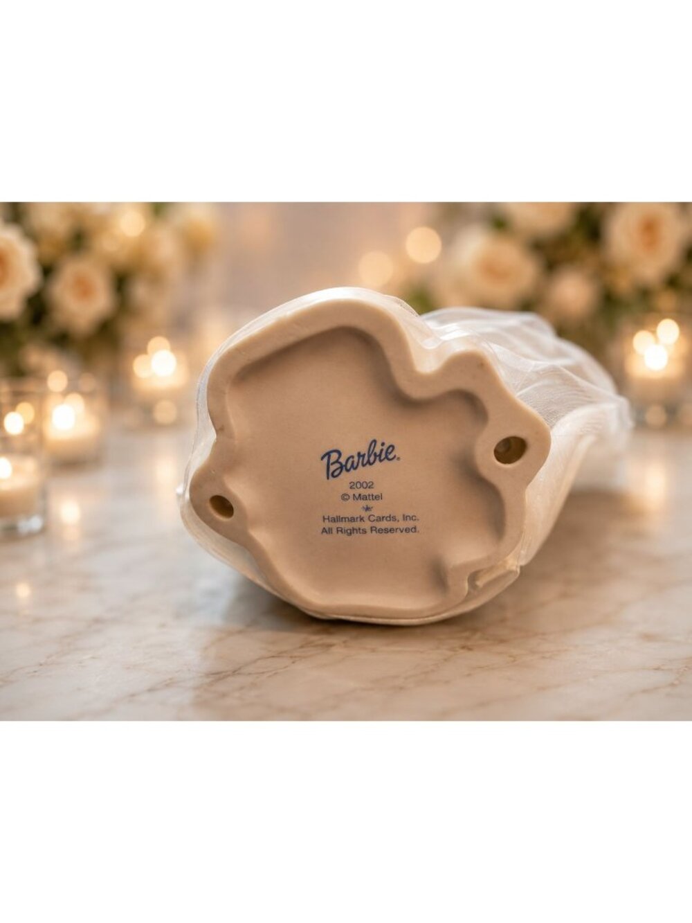 Barbie Blushing Bride Keepsake Ornament 2002 Hallmark Wedding Porcelain Fabric B - Picture 4 of 6